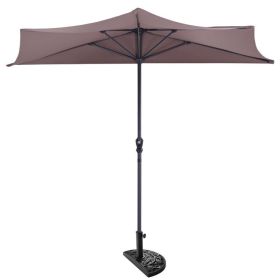 9 Feet Patio Bistro Half Round Umbrella without Weight Base - Tan