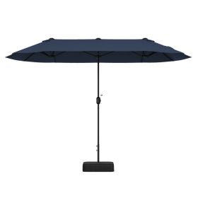13 Feet Double-Sided Patio Twin Table Umbrella with Crank Handle - Navy