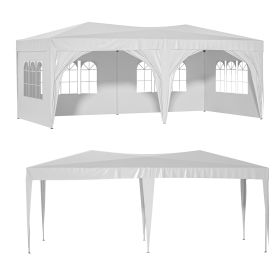 10 x 20 ft Heavy Duty Awning Canopy Pop Up Gazebo Marquee Party Wedding Event Tent with 6 Removable Sidewalls & Carry Bag - White