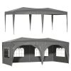 10 x 20 ft Heavy Duty Awning Canopy Pop Up Gazebo Marquee Party Wedding Event Tent with 6 Removable Sidewalls & Carry Bag - Grey
