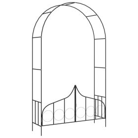 Garden Arch with Gate Black 54.3"x15.7"x93.7" Iron - Black
