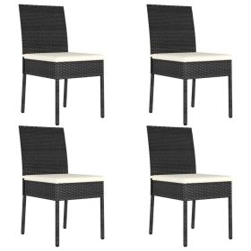Patio Dining Chairs 4 pcs Poly Rattan Black