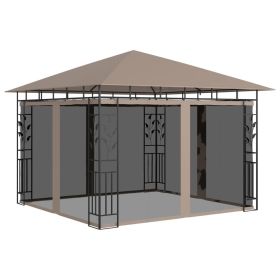 Gazebo with Mosquito Net 9.8'x9.8'x9' Taupe 0.6 oz/ft² - Taupe