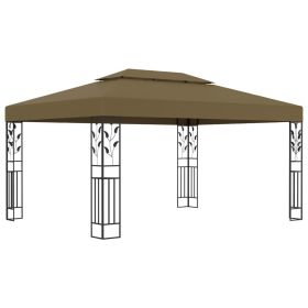 Gazebo with Double Roof 9.8'x13.1' Taupe 0.6 oz/ft² - Taupe