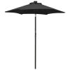 Parasol with LED Lights Black 78.7"x83.1" Aluminum - Black