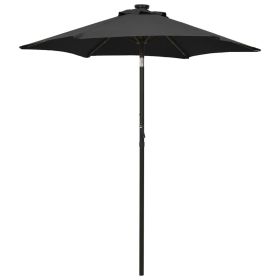 Parasol with LED Lights Black 78.7"x83.1" Aluminum - Black