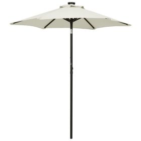 Parasol with LED Lights Sand 78.7"x83.1" Aluminum - Sand