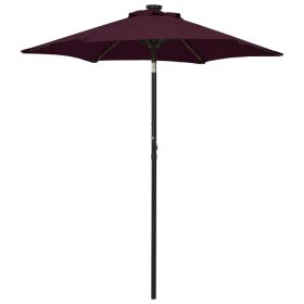 Parasol with LED Lights Bordeaux Red 78.7"x83.1" Aluminum - Red