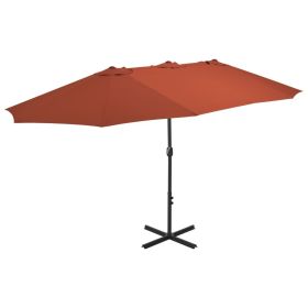 Outdoor Parasol with Aluminum Pole 181.1"x106.3" Terracotta - Orange