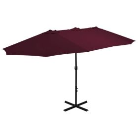 Outdoor Parasol with Aluminum Pole 181.1"x106.3" Bordeaux Red - Red