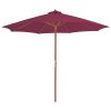 Outdoor Parasol with Wooden Pole 118.1" Bordeaux Red - Red