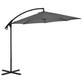 Cantilever Umbrella with Steel Pole 118.1" Anthracite - Anthracite