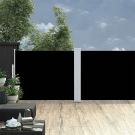 Retractable Side Awning Black 55.1"x393.7" - Black