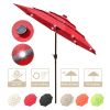 9Ft 3-Tiers 24LEDS Patio Umbrella Red - As Picture