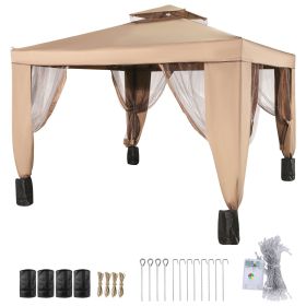 VEVOR Outdoor Canopy Gazebo Tent, Portable 10'x10' Large Shade Space Brown