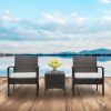 3pcs 2pcs Arm Chairs 1pc Coffee Table Rattan Sofa Set Brown Gradient - Brown Gradient