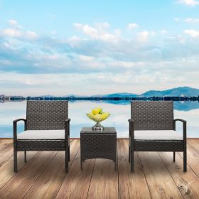 3pcs 2pcs Arm Chairs 1pc Coffee Table Rattan Sofa Set Brown Gradient - Brown Gradient