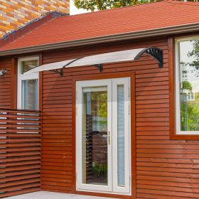 200 x 100 Household Application Door & Window Rain Cover Eaves Black Holder - Black Bracket