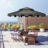 Outdoor beach umbrella/Sun Umbrella (Swiship-Ship)(Prohibited by WalMart) - Dark Gray, Natural Wood Color