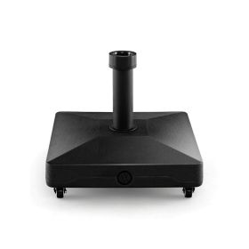 Outdoor Fillable Umbrella Base Stand with Lockable Universal Wheels - Black - Umbrella Bases
