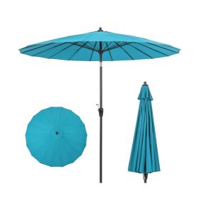 9 Feet Round Patio Umbrella with 18 Fiberglass Ribs - Turquoise