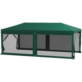 Outsunny 10' x 20' Party Tent, Outdoor Wedding Canopy & Gazebo with 6 Removable Sidewalls, Shade Shelter for Events, BBQs, Green - as Pic