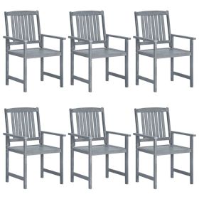 Patio Chairs 6 pcs Solid Acacia Wood Gray