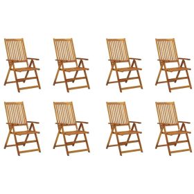 Folding Patio Chairs 8 pcs Solid Acacia Wood