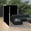 Retractable Side Awning Black 55.1"x236.2" - Black