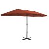 Outdoor Parasol with Aluminum Pole 181.1"x106.3" Terracotta - Orange