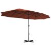 Outdoor Parasol with Aluminum Pole 181.1"x106.3" Terracotta - Orange