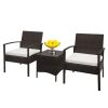3pcs 2pcs Arm Chairs 1pc Coffee Table Rattan Sofa Set Brown Gradient - Brown Gradient
