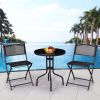 3 Pieces Folding Bistro Table Chairs Set for Indoor and Outdoor - Black