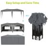 10 x 20 ft Heavy Duty Awning Canopy Pop Up Gazebo Marquee Party Wedding Event Tent with 6 Removable Sidewalls & Carry Bag - Grey