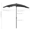 Garden Parasol with Pole 78.7"x51.2" Anthracite - Anthracite