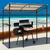 7 Feet Grill Gazebo with Serving Shelf and Storage Hooks - Beige