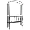Garden Arch with Bench Black 50.4"x19.7"x81.5" Iron - Black