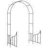 Garden Arch with Gate Black 54.3"x15.7"x93.7" Iron - Black