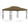 Gazebo with Double Roof 9.8'x13.1' Taupe 0.6 oz/ft² - Taupe