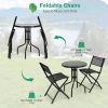 3 Pieces Folding Bistro Table Chairs Set for Indoor and Outdoor - Black