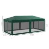 Outsunny 10' x 20' Party Tent, Outdoor Wedding Canopy & Gazebo with 6 Removable Sidewalls, Shade Shelter for Events, BBQs, Green - as Pic