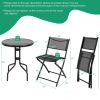 3 Pieces Folding Bistro Table Chairs Set for Indoor and Outdoor - Black