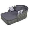 79.9" Outdoor Sunbed with Adjustable Canopy; Double lounge; PE Rattan Daybed; White Wicker; Gray Cushion - Gray