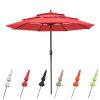 10Ft 3-Tiers Patio Umbrella Red - As Picture
