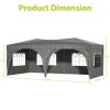 10 x 20 ft Heavy Duty Awning Canopy Pop Up Gazebo Marquee Party Wedding Event Tent with 6 Removable Sidewalls & Carry Bag - Grey