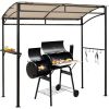 7 Feet Grill Gazebo with Serving Shelf and Storage Hooks - Beige