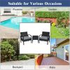 3 Pieces Outdoor Rattan Patio Conversation Set with Seat Cushions - Gray
