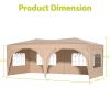 10 x 20 ft Heavy Duty Awning Canopy Pop Up Gazebo Marquee Party Wedding Event Tent with 6 Removable Sidewalls & Carry Bag - Beige