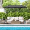 13 Feet Double-Sided Patio Twin Table Umbrella with Crank Handle - Gray