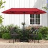 13 Feet Double-Sided Patio Twin Table Umbrella with Crank Handle - Wine